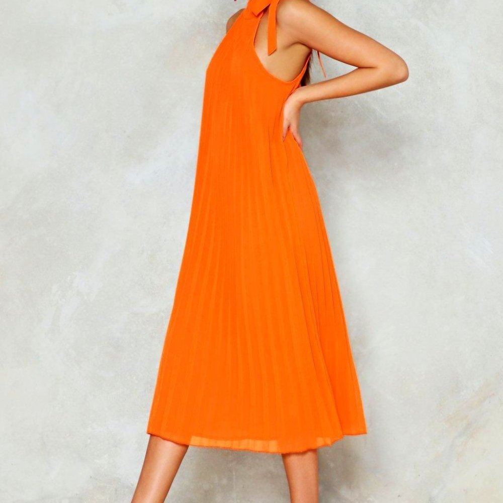Nasty Gal Collection Things Are About To Get Pleated Orange Dress